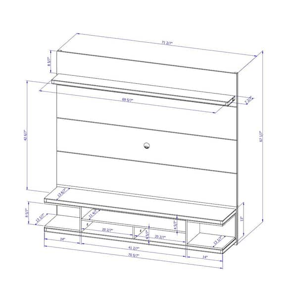 Utopia 70 in. White and Maple Cream Particle Board Floating Entertainment Center Fits TVs Up to 60 in. with Wall Panel