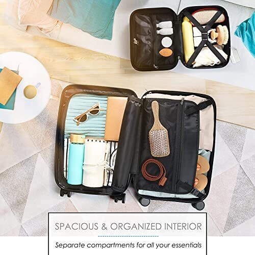 22 Inch Carry On Luggage 22x14x9 Airline Approved, Carry On Suitcase with Whe...