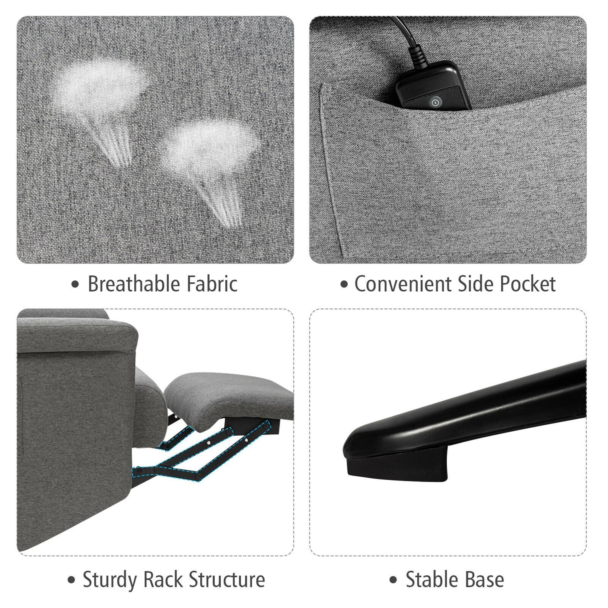 Gymax Massage Recliner Chair Swivel Single Sofa Lounge w/Adjustable Headrest