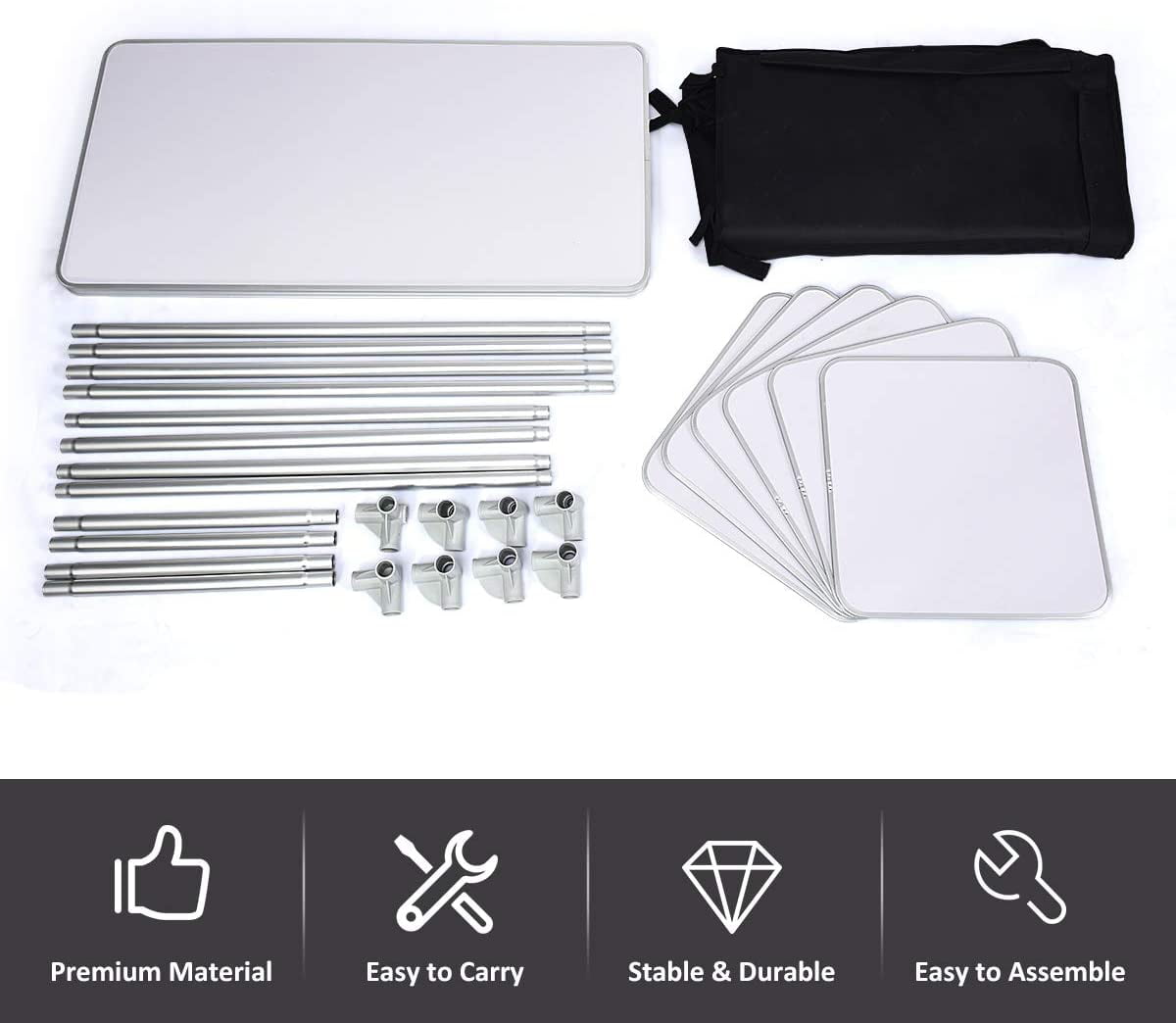 Cook Table Kitchen Station with Storage Organizer and Carrying Bag, for BBQ Party, Picnics, Backyards, Tailgating, Portable, Black