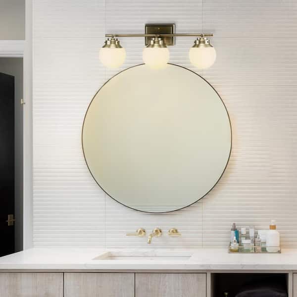 Mabel 2.03 ft. 3-Lights Antique Brass Fixed Track Lighting Kit with Frosted Glass Shades, Bulbs Included