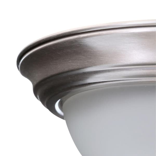 11 in. 1-Light Brushed Nickel Flush Mount with Frosted Glass Shade (2-Pack)