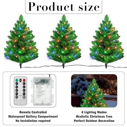6 Pack 24 Inch Pre lit Christmas Tree Outdoor Decoration Prelighted