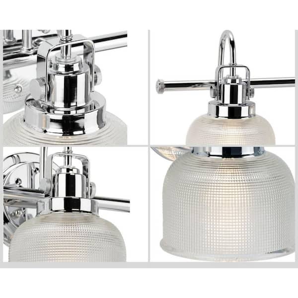 Archie Collection 26-1/2 in. 3-Light Polished Chrome Clear Double Prismatic Glass Coastal Bath Vanity Light