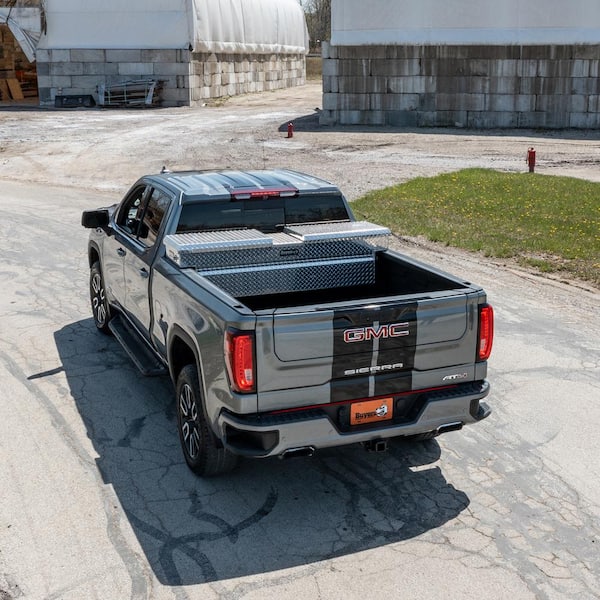 18 in. x 20 in. x 71 in. Diamond Tread Aluminum Gull Wing Top Mount Truck Tool Box