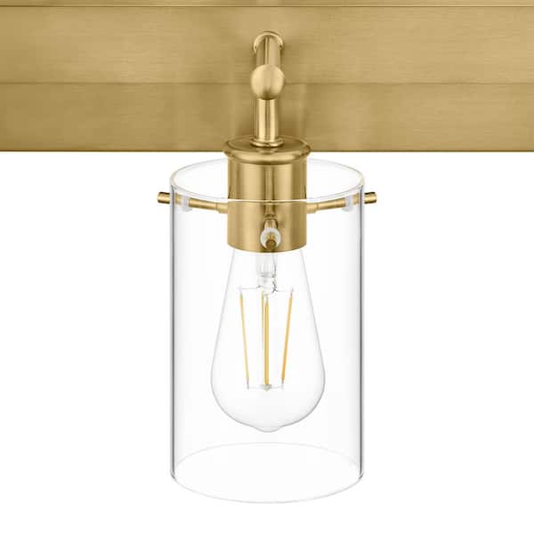 Regan 21 in. 3-Light Brushed Gold Vanity Light with Clear Glass Shades