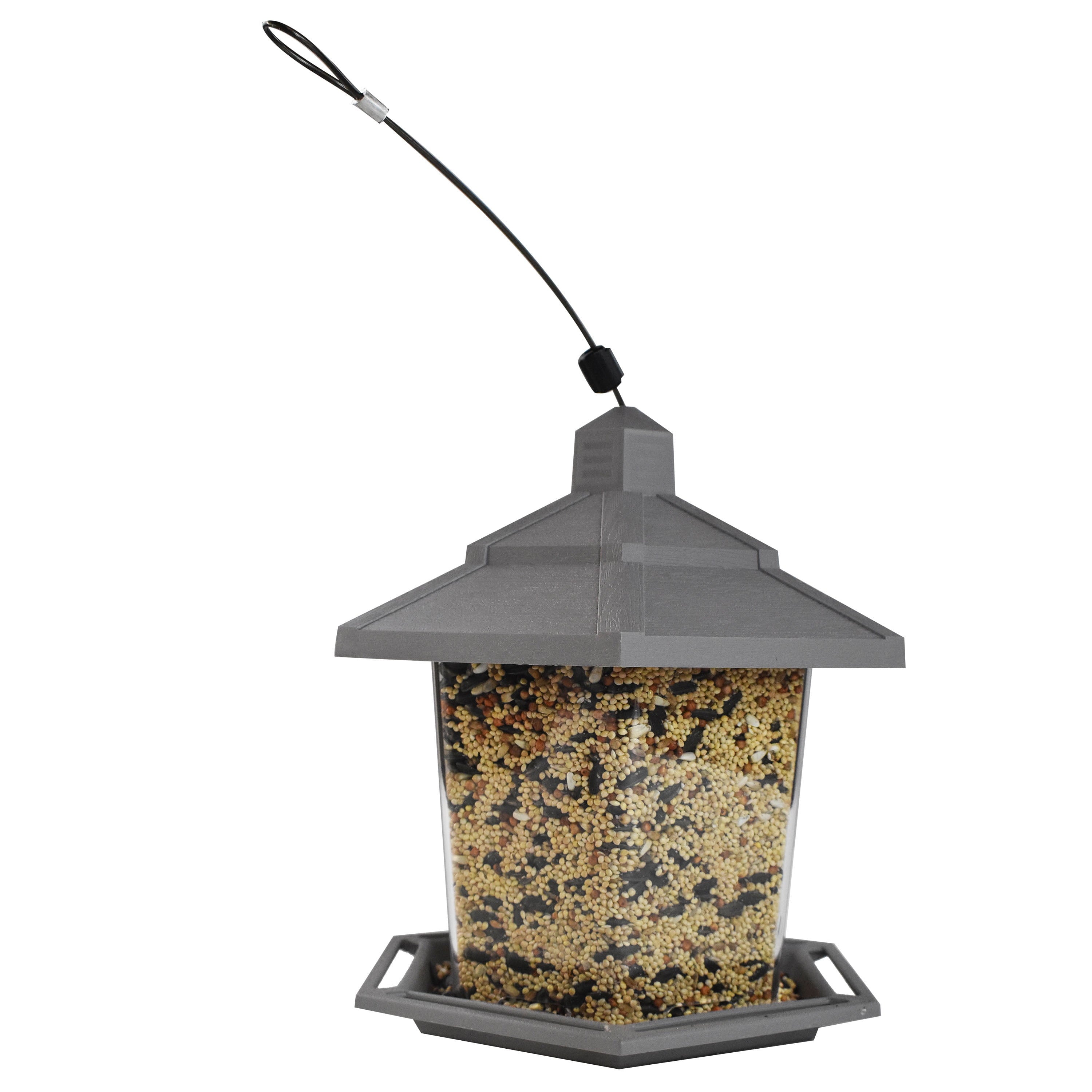 Pennington, Gray Plastic Hopper Chickadee Wild Bird Feeder, 2.5 lb. Capacity