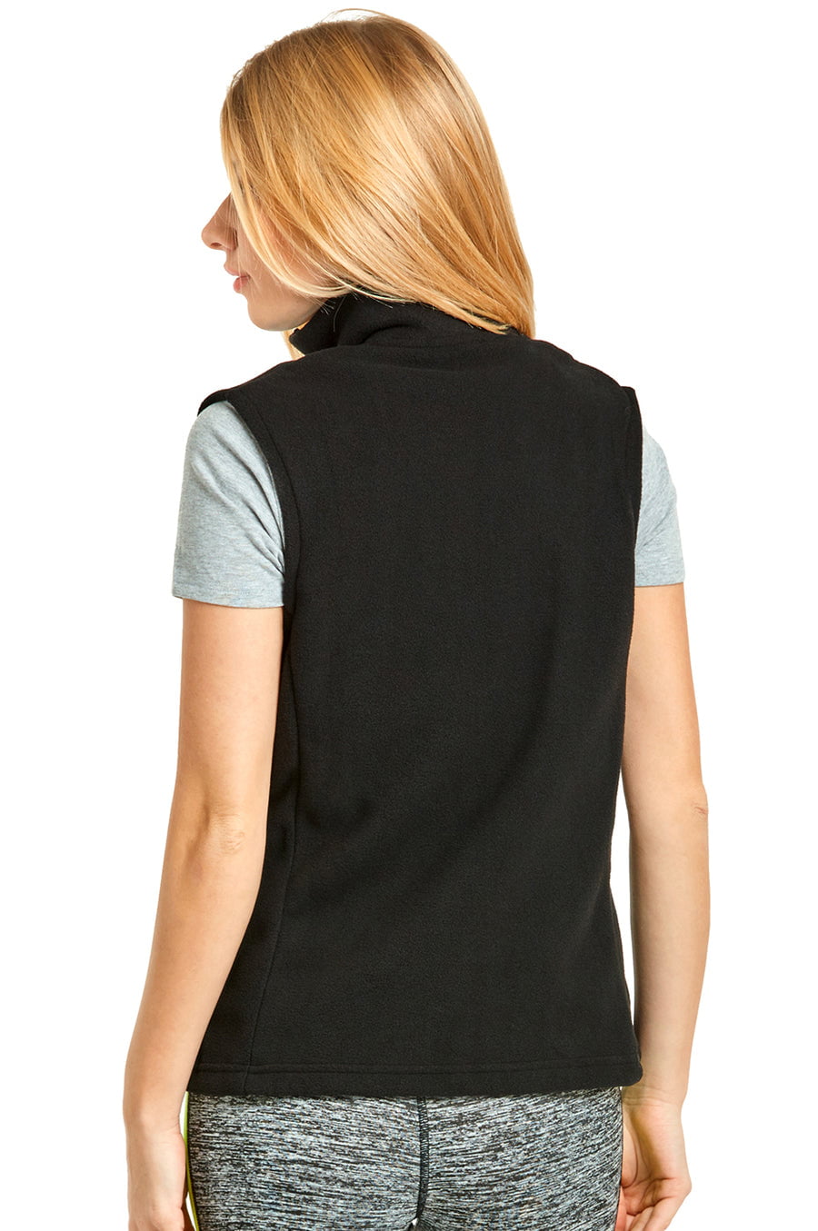 Sofra Women & Plus Lightweight Full Zip Up Soft Fleece Zippered Vest (Black, S)