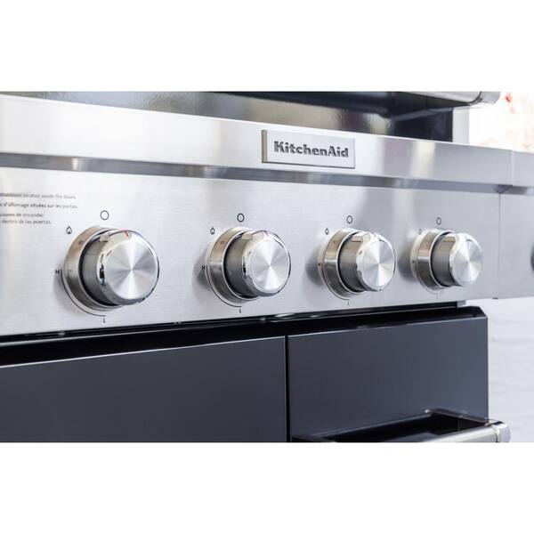 4-Burner Propane Gas Grill with Searing Side Burner in Black