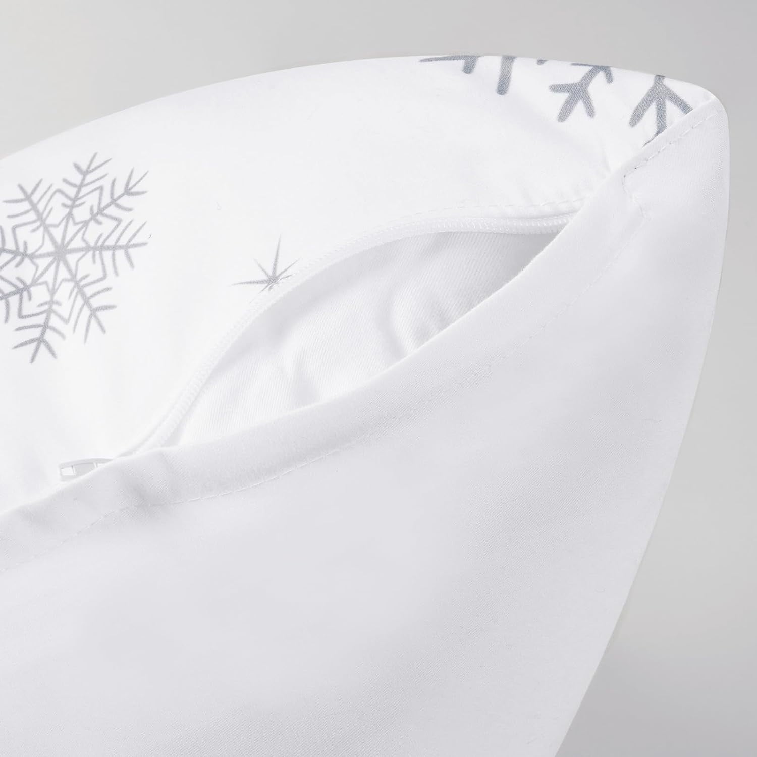 BLEUM CADE Christmas Pillow Covers 18 x 18 Inch,White and Grey Snowflake Throw Pillow Covers Set of 4 Xmas Elk Snowflake Cushion Covers for Winter Holiday
