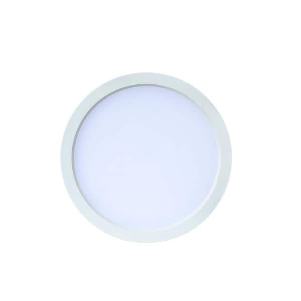 7 in. Light Round White Integrated LED Flush Mount in Soft White (4-Pack)