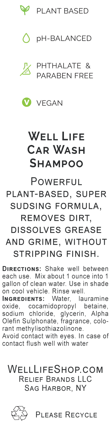 Well Life Clean Car Care - Vehicle Wash Shampoo - Plant Based Non-Toxic Cleaning Power - 16 Ounce