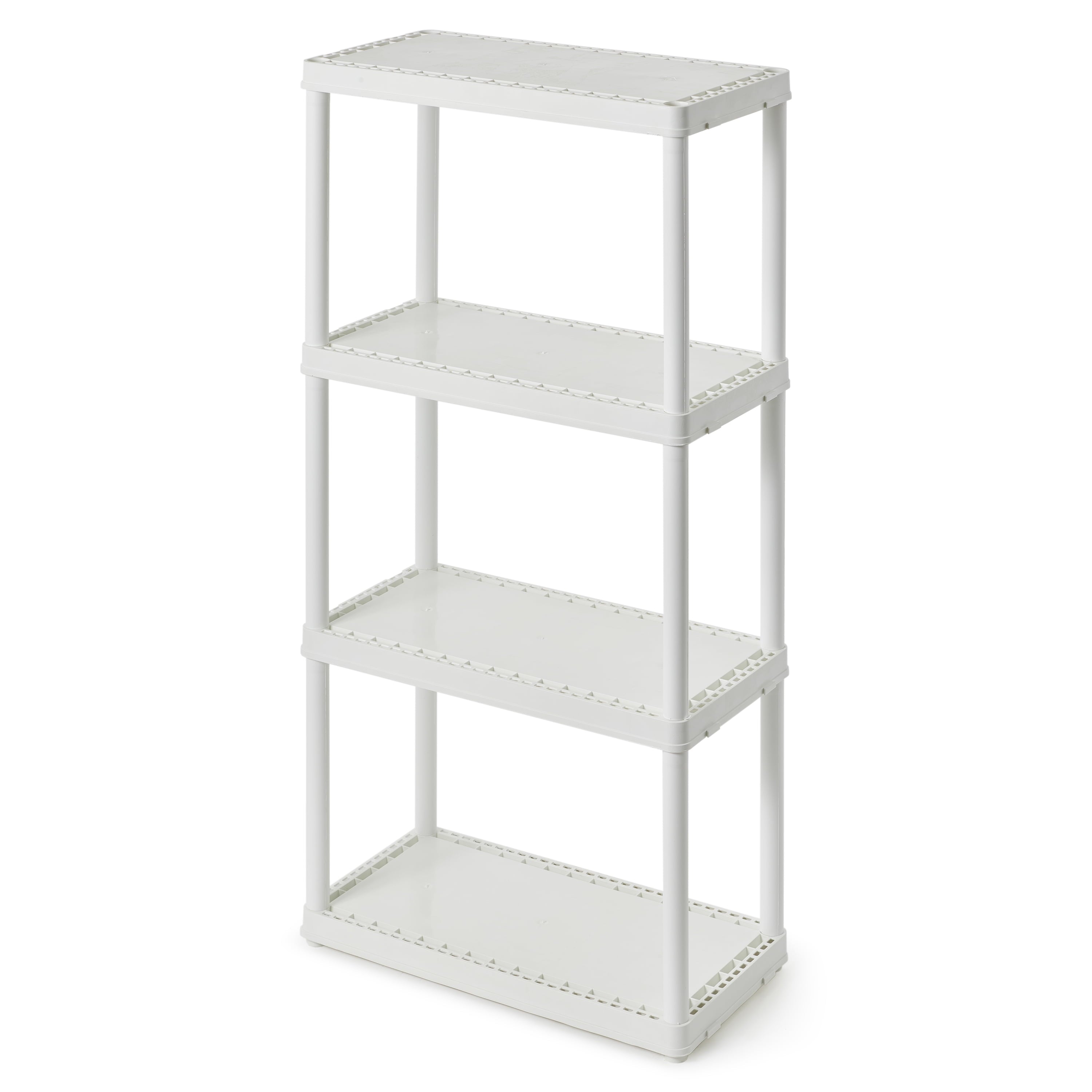 Gracious Living 4 Shelf Fixed Height Solid Light Duty Resin Storage Unit 24 x 12 x 48