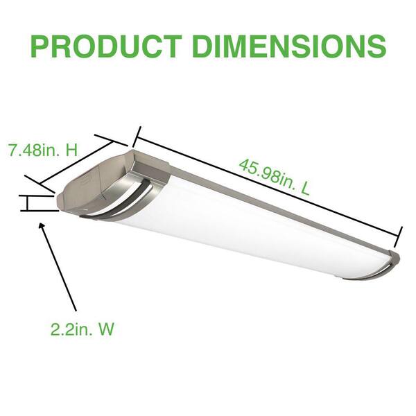 4 ft. Brushed Nickel Matte Black End Caps 5250 Lumens Integrated LED Wraparound Light Adjustable CCT Night Light Feature