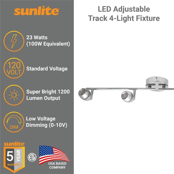 2.6 ft. Chrome Integrated LED Ceiling Mounted Hardwired Track Lighting Kit with Round Chrome Head