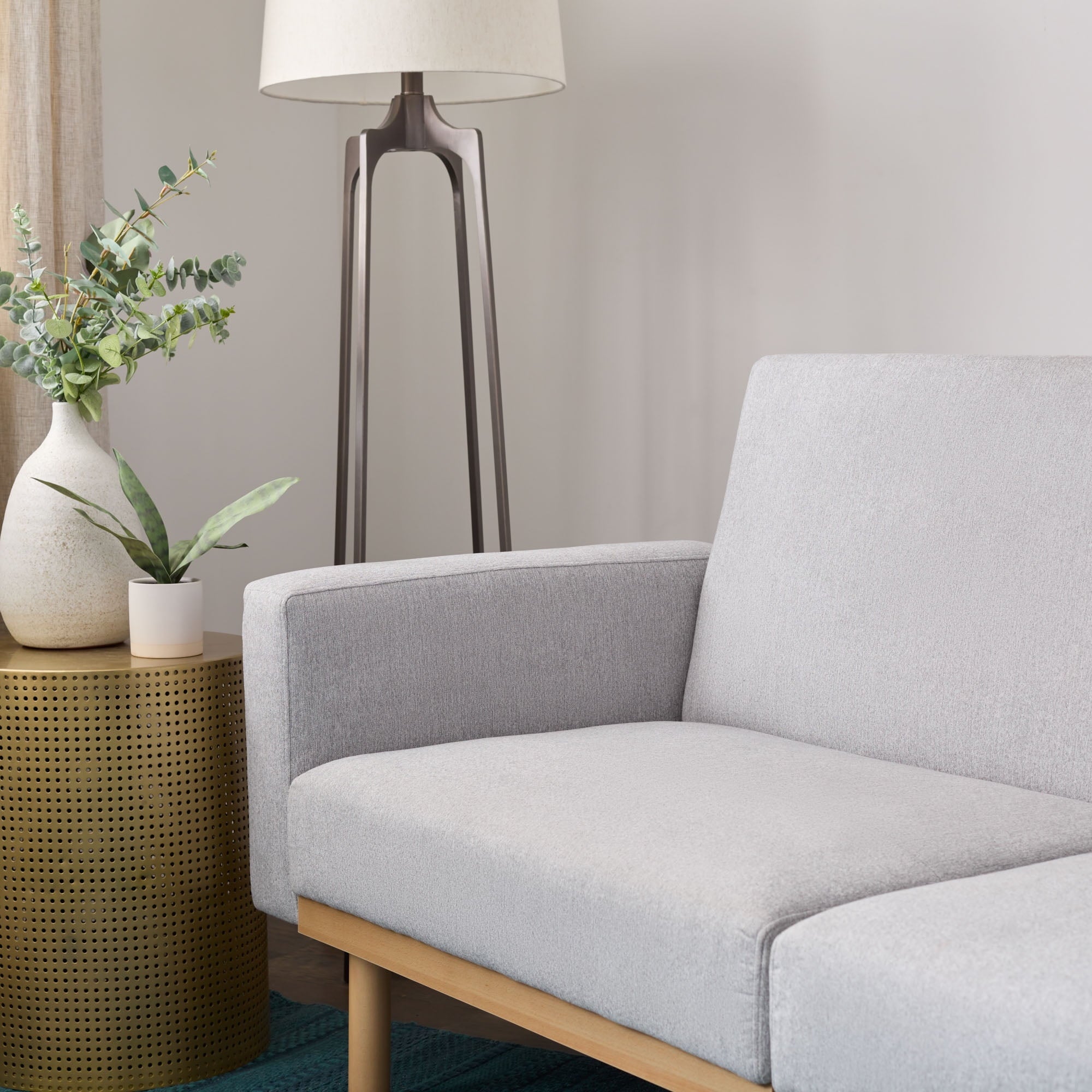 Mayview Upholstered Wood Base Futon, Light Gray