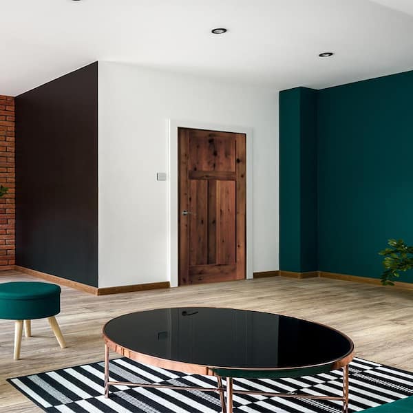 30 in. x 80 in. Craftsman 3-Panel Shaker Solid Wood Core Rustic Knotty Alder Single Prehung Interior Door