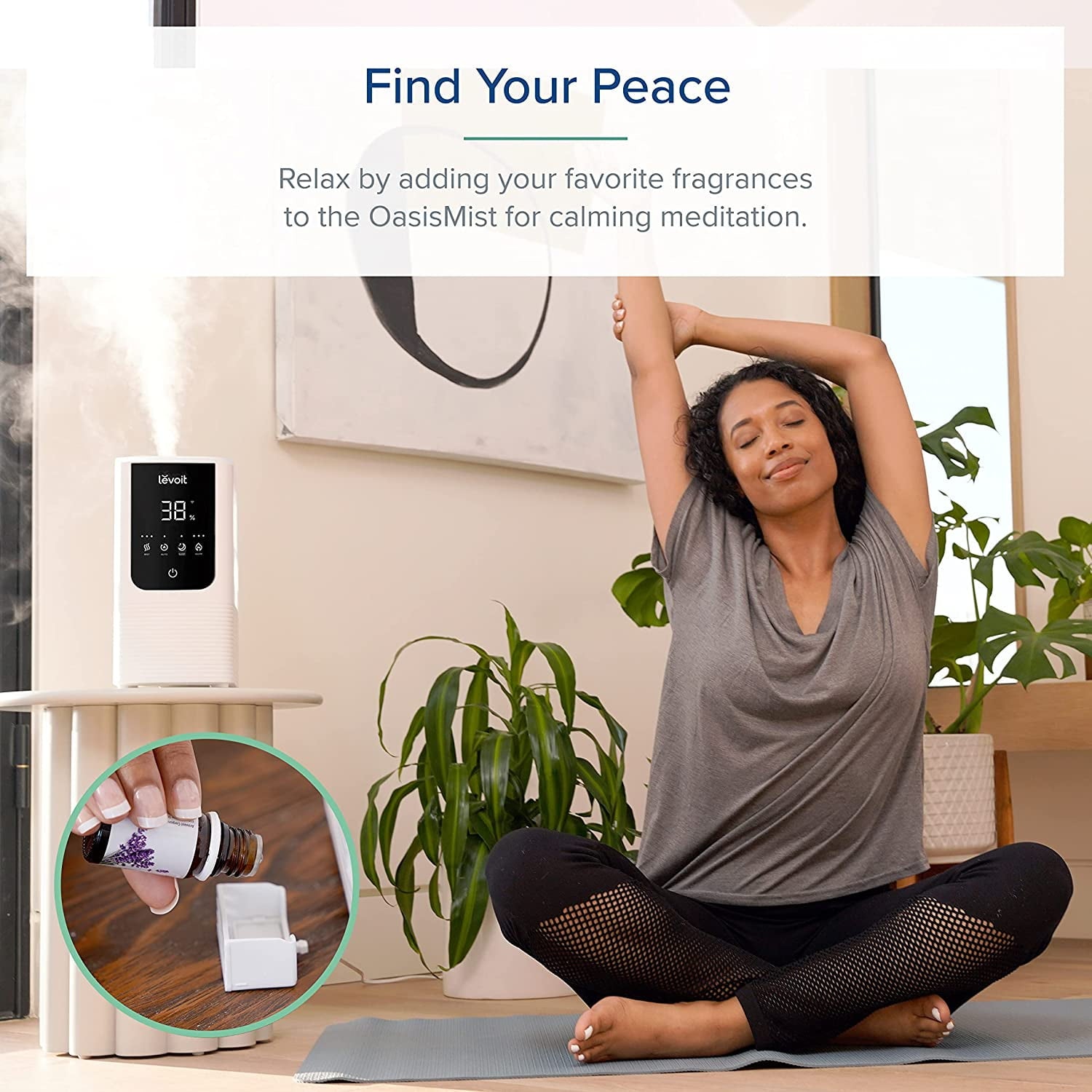 Levoit Smart Cool and Warm Mist Top Fill Humidifier with Aromatherapy, 4.5L, OasisMist LV450S, Wood