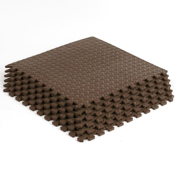 Exercise Puzzle Mat Brown 24 in. x 24 in. x 0.5 in. EVA Foam Interlocking Anti-Fatigue Tile Mat (24 sq. ft.) (6-Pack)