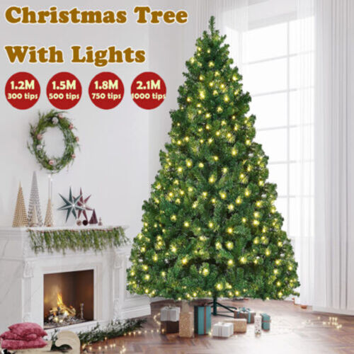 Green Spruce Realistic Artificial Holiday Christmas Tree with LED Lights & Stand