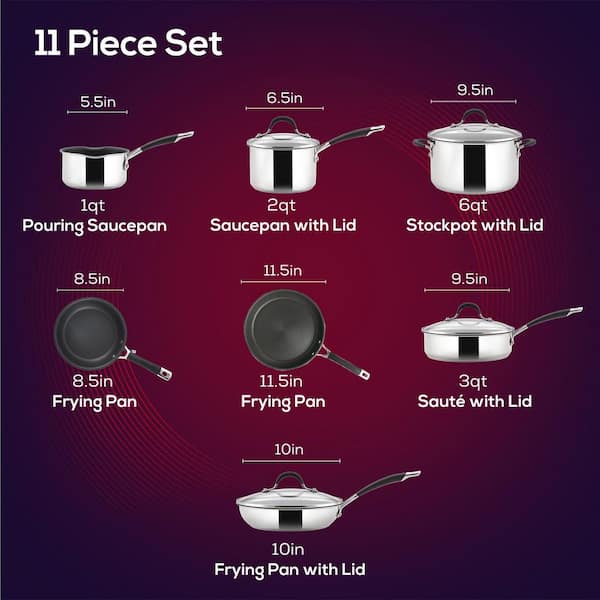 Momentum 11-Piece Stainless Steel Nonstick Cookware Set