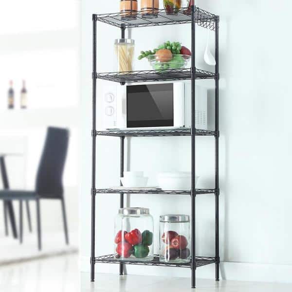 Black 5-Tier Heavy Duty Steel Freestanding Garage Storage Shelving Unit (21.3 in. W x 59 in. H x 11.42 in. D)