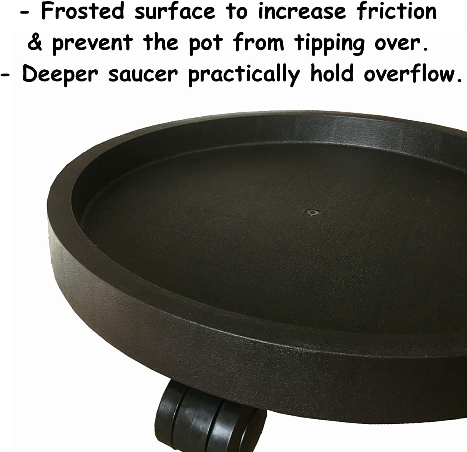 BAODELI 2 Pack of 14 inch Heavy Duty Plant Caddy with Wheels,Rolling Plant Stand Pot Trolley,Wheeled Planter Saucer Tray,Potted Flower Mover Dolly with Casters Round Coaster for Indoor Outdoor（Black）