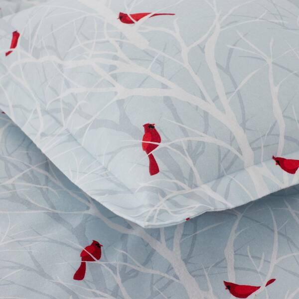 Company Cotton Winter Cardinal Velvet Flannel Blue Multi Cotton King Sham