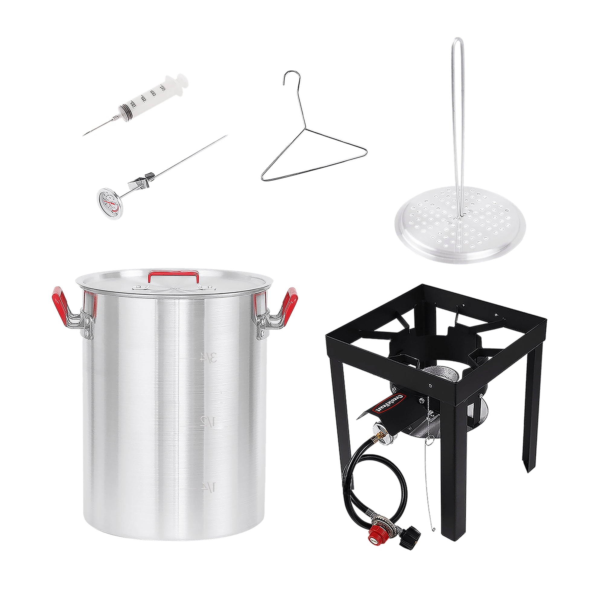Creole Feast, TFS3000L, Premium Aluminum 30 Qt. Turkey Fryer Set, 50,000 BTU Burner