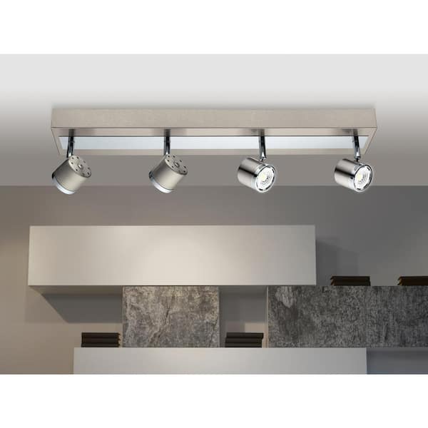 Pierino 2 ft. Satin Nickel and Chrome Integrated LED Track Lighting Kit with Adjustable Heads