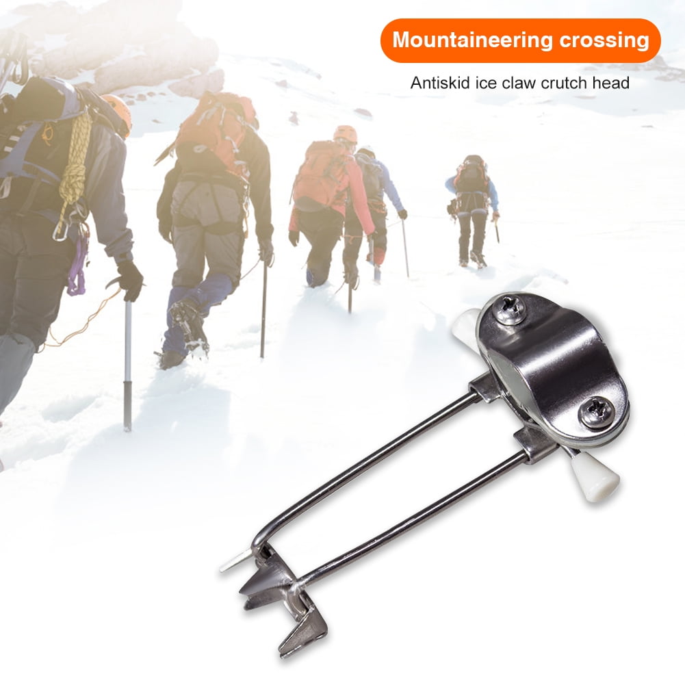 Walking Crampon Sticks Anti Slip Trekking Pole Ice Claws Cane Crutches Grip