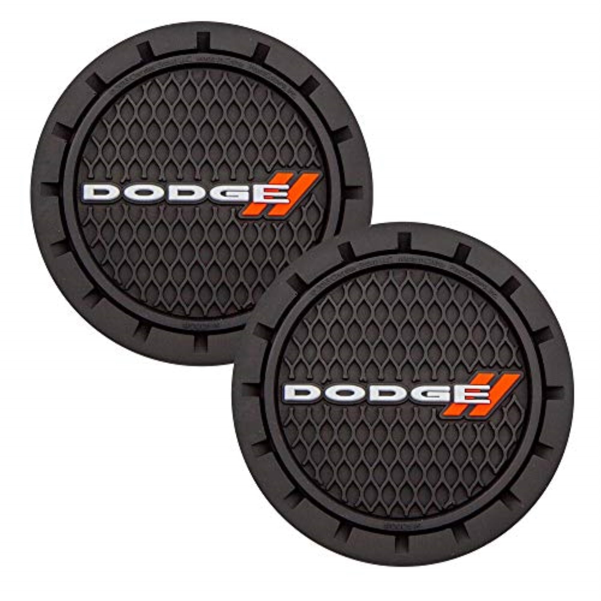 Plasticolor Dodge Automotive Cup Holder Coasters, Black, 2 Pack