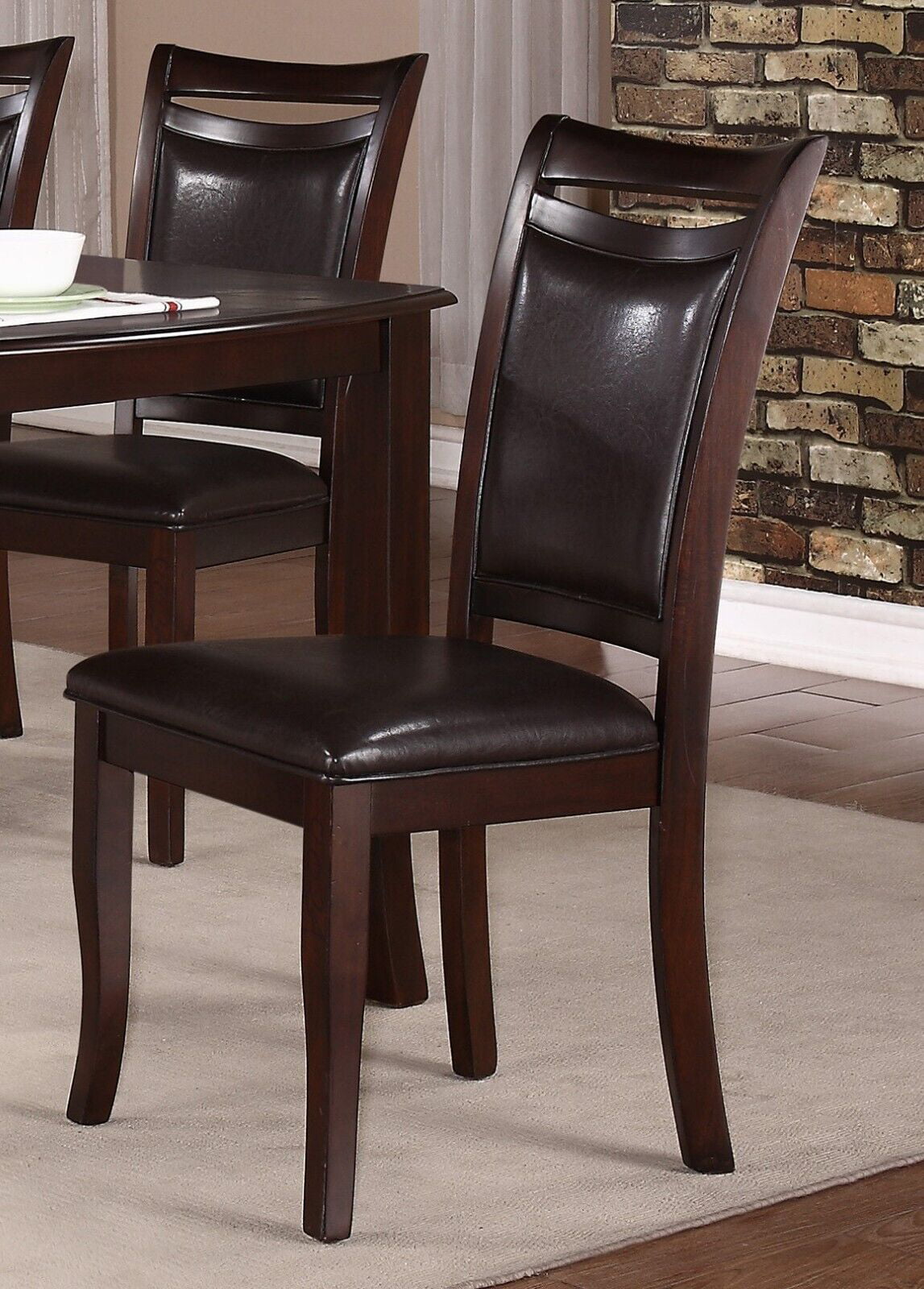 Stylish Dark Cherry Finish Dining 5pc Set Table with Extension Leaf 4 Side Chairs Simple Design Dining Room Furniture