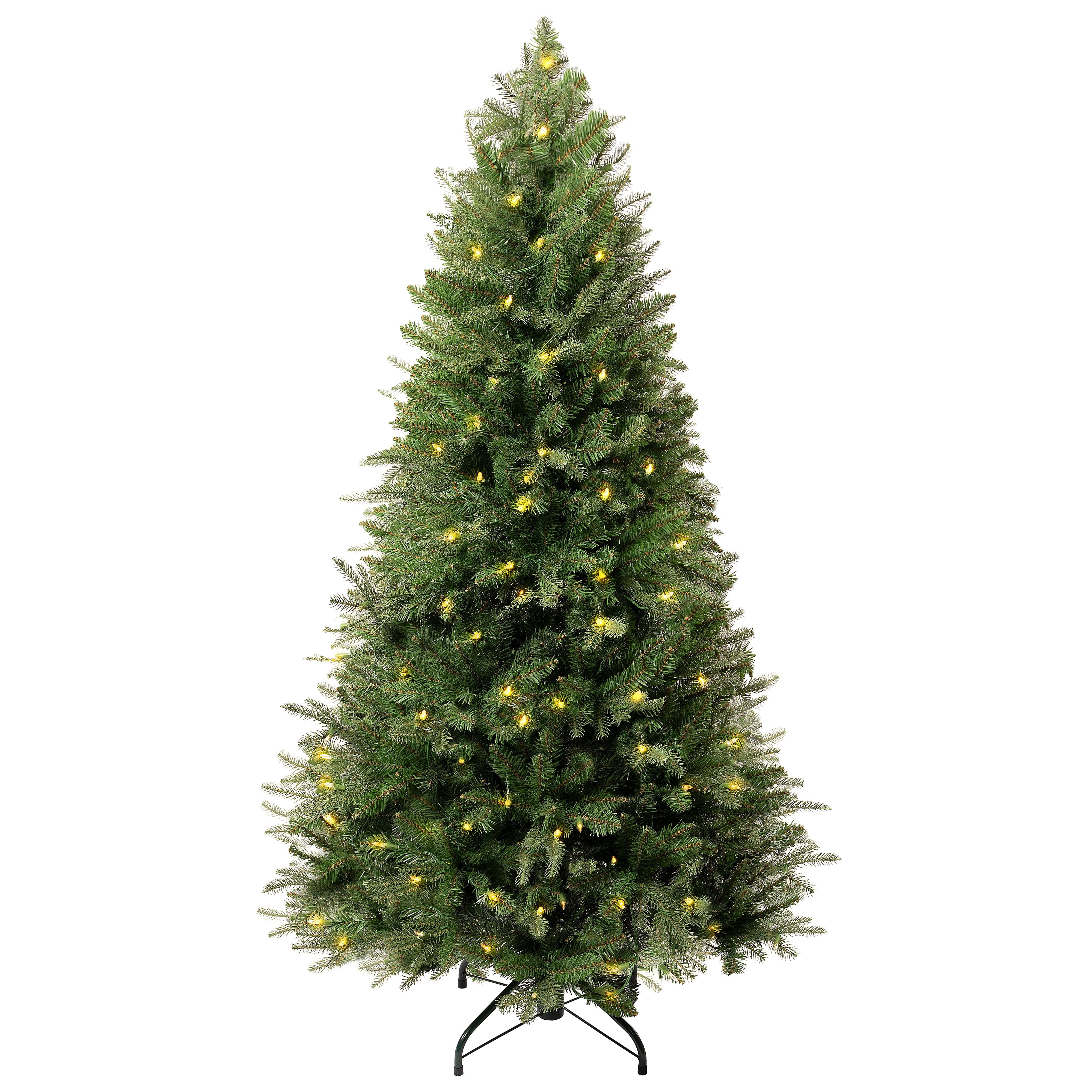 Naomi Home 4.5ft Christmas Tree with Lights, Realistic Fir Christmas Tree Prelit with 679 Branch Tips, 200 Warm Lights and Metal Stand, Aritificial Christmas Tree, Árbol De Navidad
