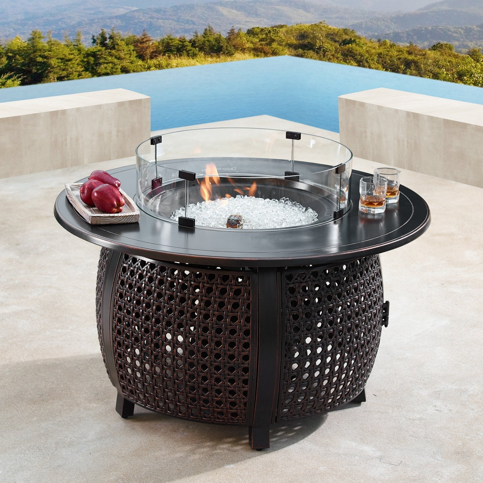 Oakland Living Cliff 44 in. Round Propane Fire Pit Table