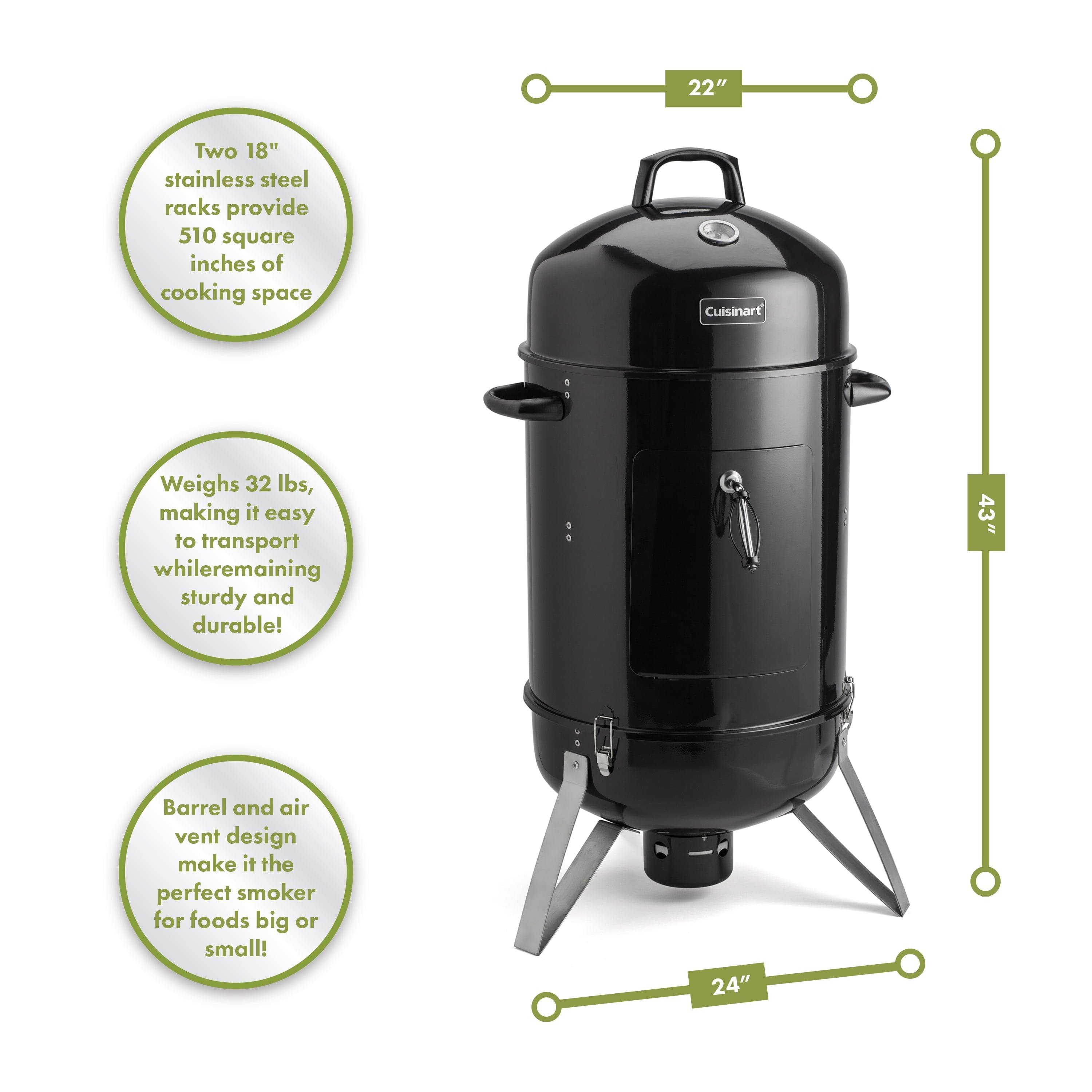 Cuisinart 18-Inch Vertical Charcoal Water Smoker - COS-118