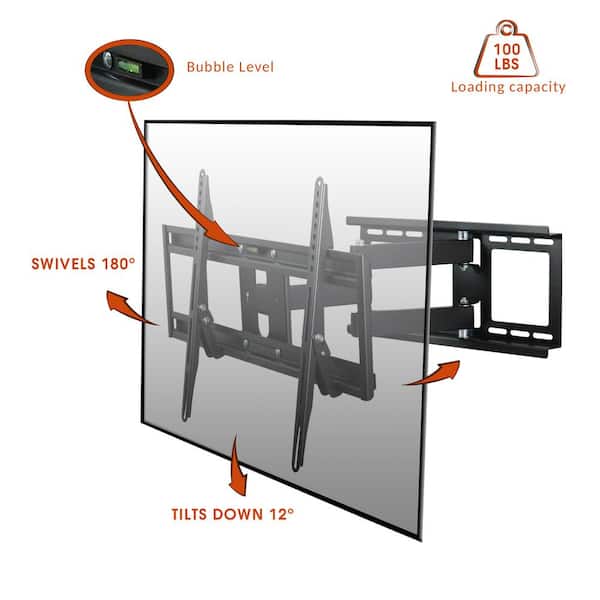 32 in. to 70 in. Full Motion Television Wall Mount in Black