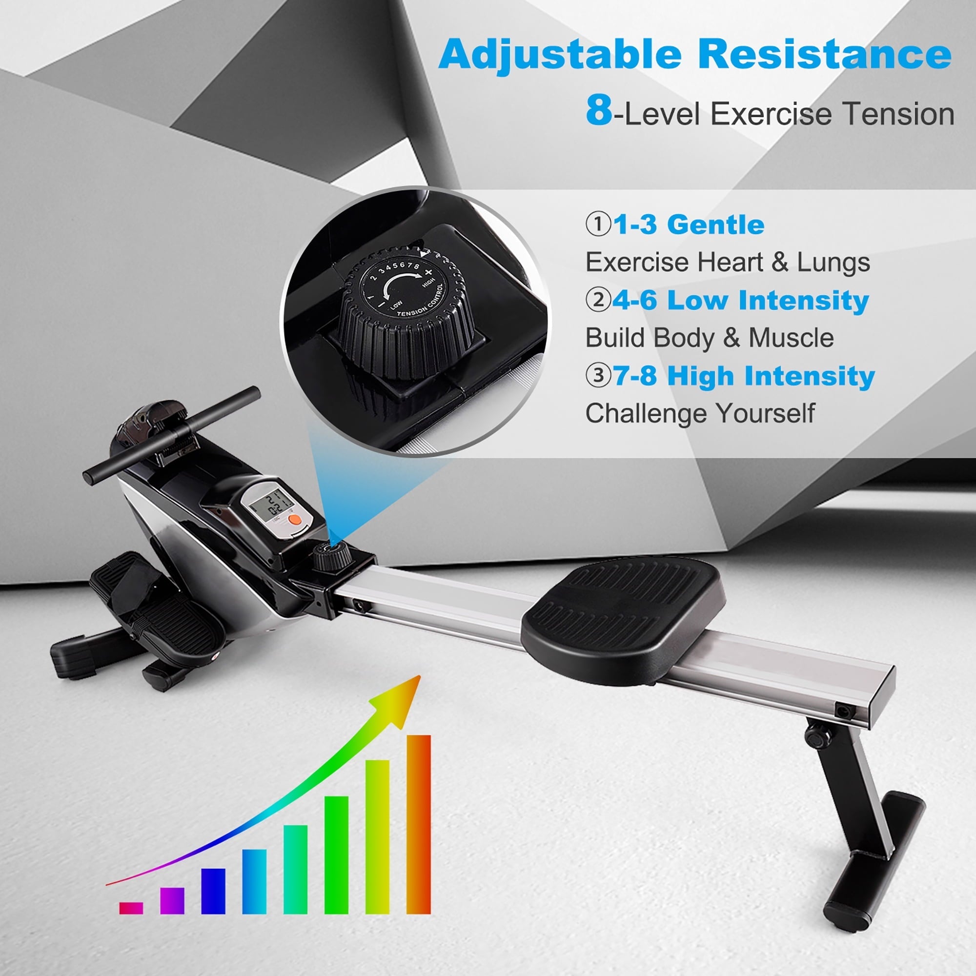 Costway Magnetic Rowing Machine, Folding Rower with LCD Display and Adjustable Resistance, Exercise Cardio Fitness Equipm