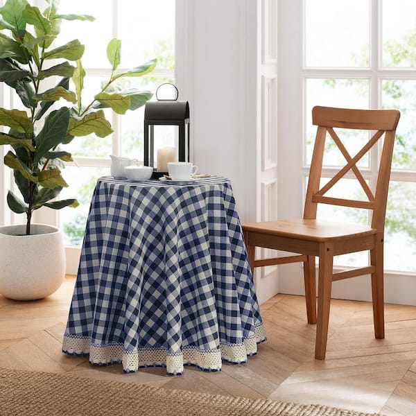 Buffalo Check 70 in. W x 70 in. L Navy Checkered Polyester/Cotton Round Tablecloth
