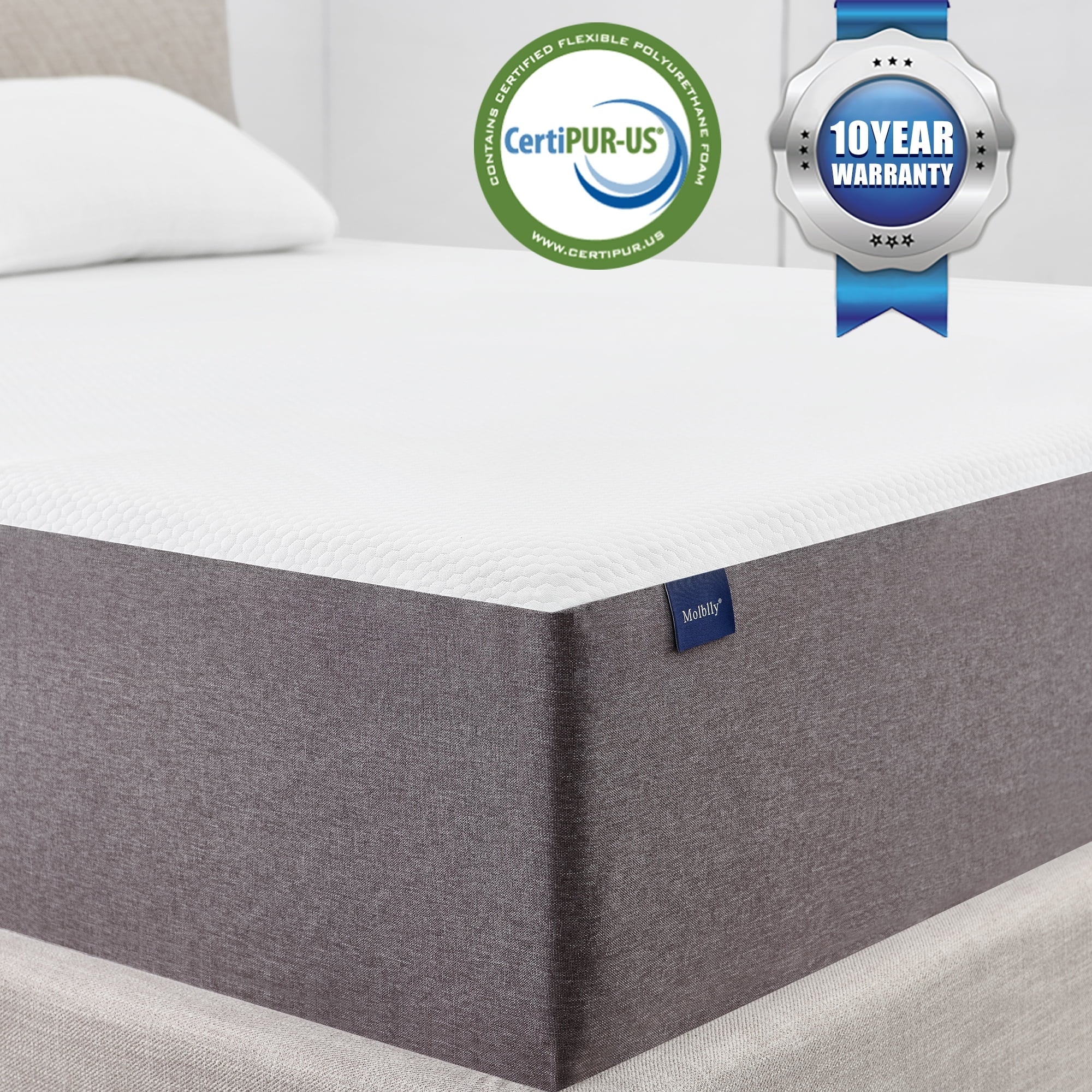 Mattress, Molblly 10 Inch Cooling-Gel Memory Foam Mattress in a Box, Queen
