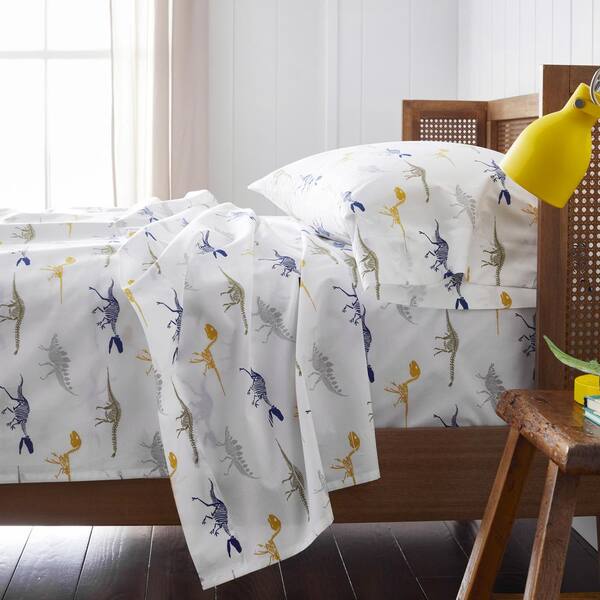 Company Kids Dinosaur Fossils 3-Piece Multicolored Organic Cotton Percale Full Duvet Cover Set