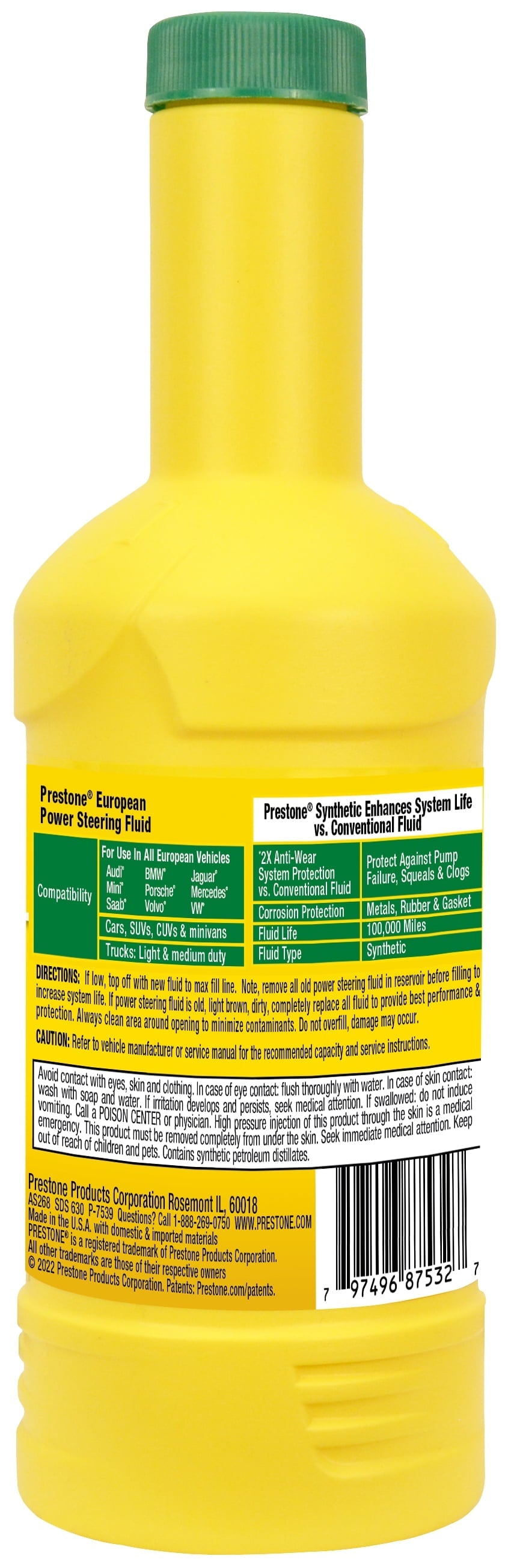 Prestone Full Synthetic Power Steering Fluid for Asian Vehicles, 12 fl oz