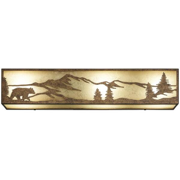 Ansley Pine 24 in. 3 Light Rustic Bronze Vanity Light Bar with Sunset Glass