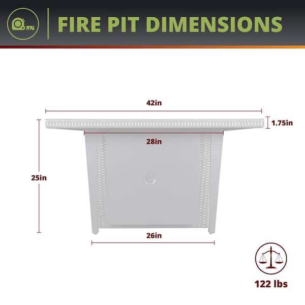 Ethan 42 in. W x 24.6 in. H Multiple Gray Aluminum Frame Rattan Wicker Square Propane Gas Slate Gray Fire Pit Table