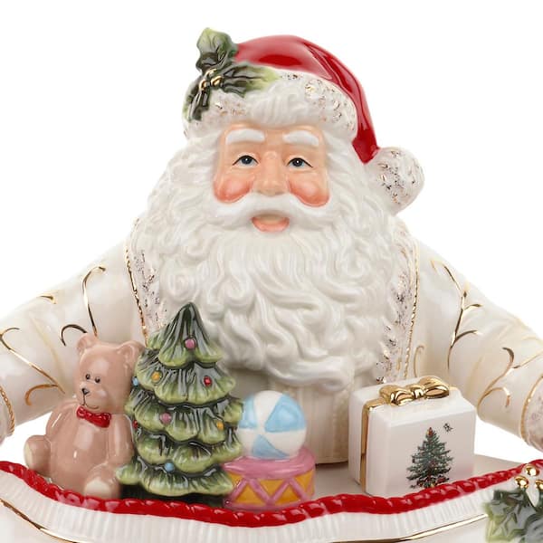 Christmas Tree Figural Santa 12.25 in. 4 fl. oz. White Ceramic Dish