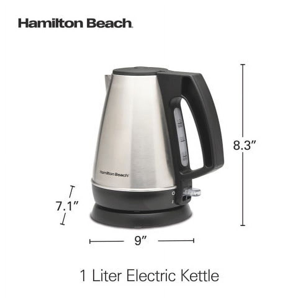 Hamilton Beach 1 Liter Electric Kettle, Stainless Steel and Black, New, 40901F