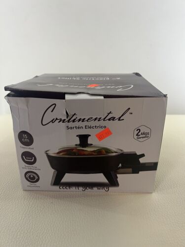 Continental Electric Frying Pan With Glass Lid Cooking Skillet Portable Small