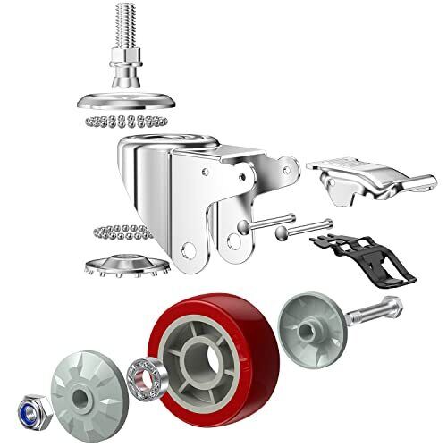 DICASAL 3 Inch Heavy Duty Stem Casters 360 Degree Swivel Thread Wheels with M...