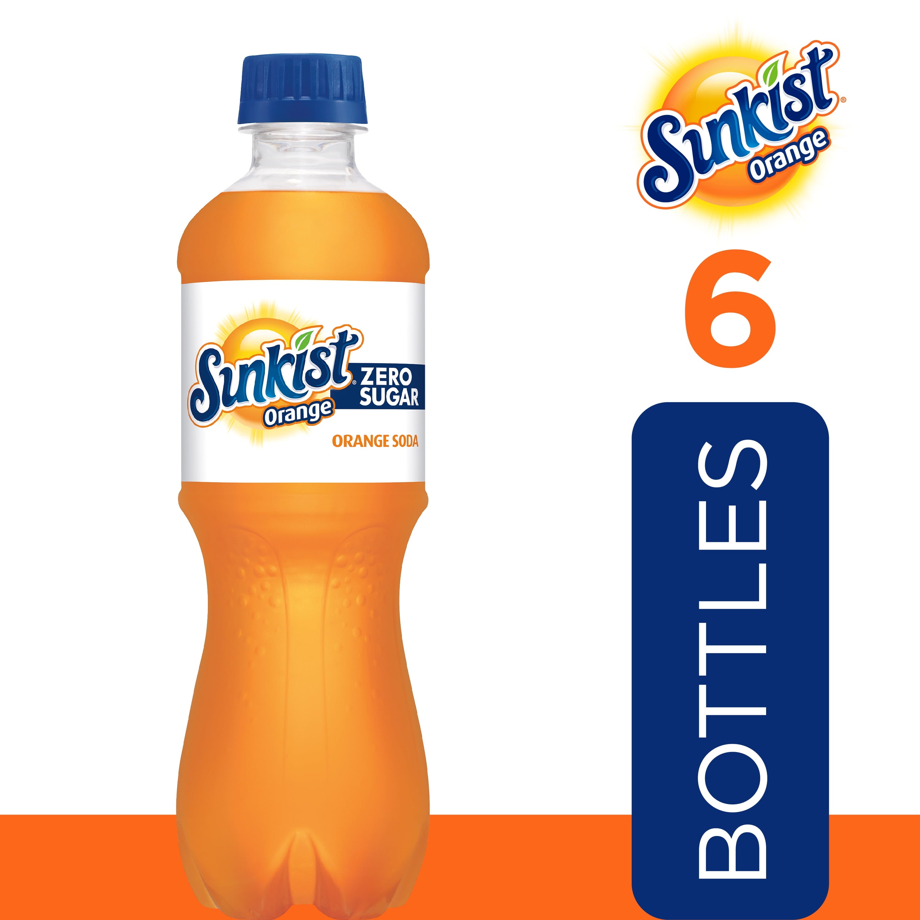Sunkist Zero Sugar Orange Soda, .5 L bottles, 6 pack