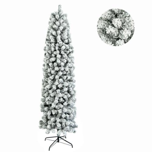 7.5Ft PVC Artificial Pencil Snow Flocked Branches Christmas Tree Indoor Outdoor